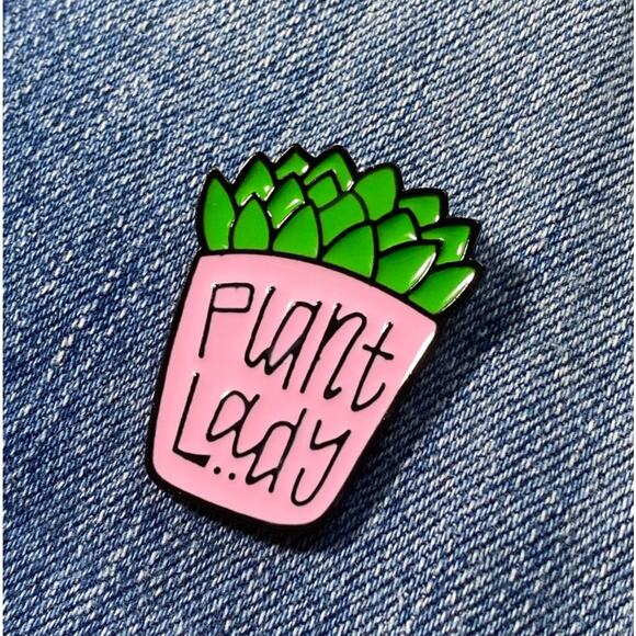 Enamel Plant Lady Pin - Picture 1 of 4
